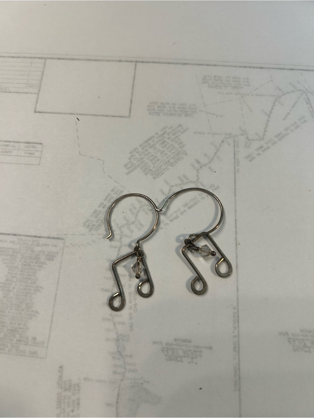 Silver Musical Note Dangle Earrings - Unbranded